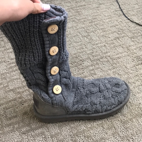 Grey Knit Ugg Boots - Picture 2 of 4